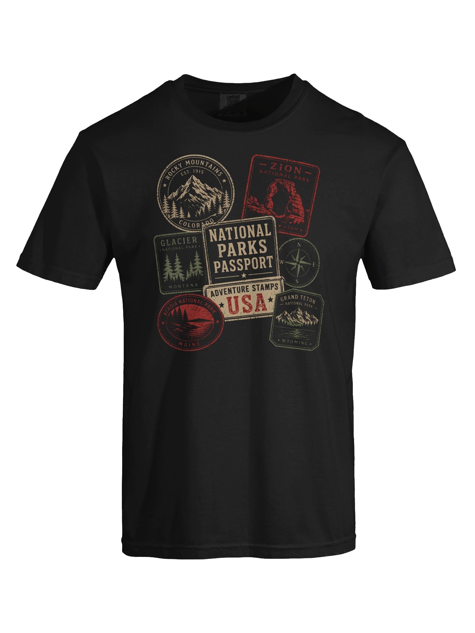 National Parks Passport T-Shirt | Vintage USA Travel Stamp Tee product image (5)