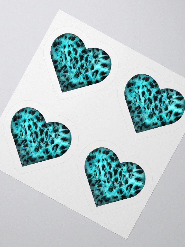 Leopard Skin Teal Heart - Kiss Cut Sticker product image (2)