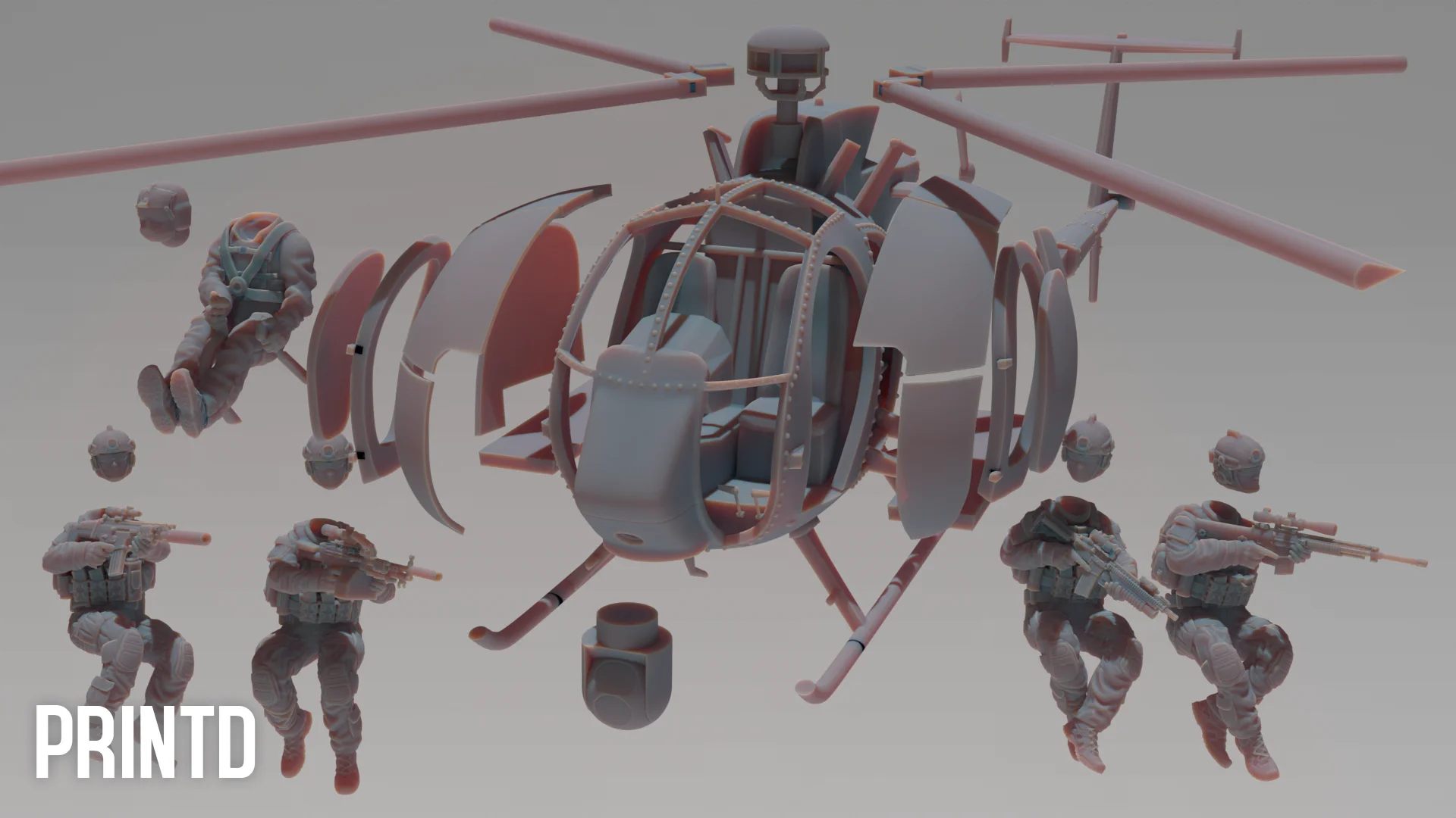 MH-6I Light Helicopter - Modern Warfare Wargame Resin Models Zona Alpha product image (2)