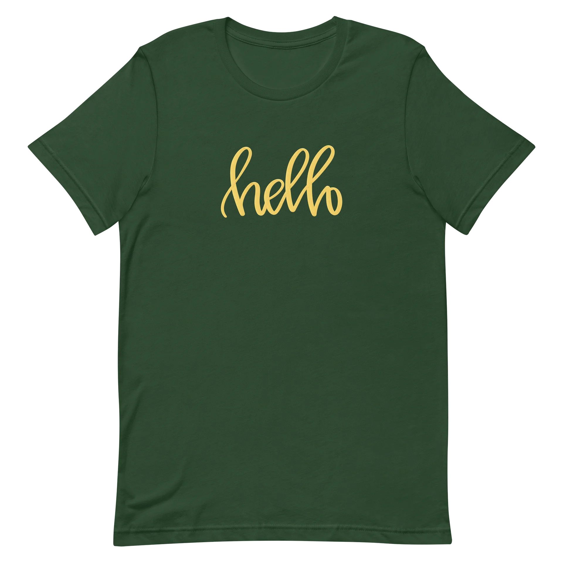AK’s Hello! — Soft Golden Yellow on Green - T-Shirt product image (2)