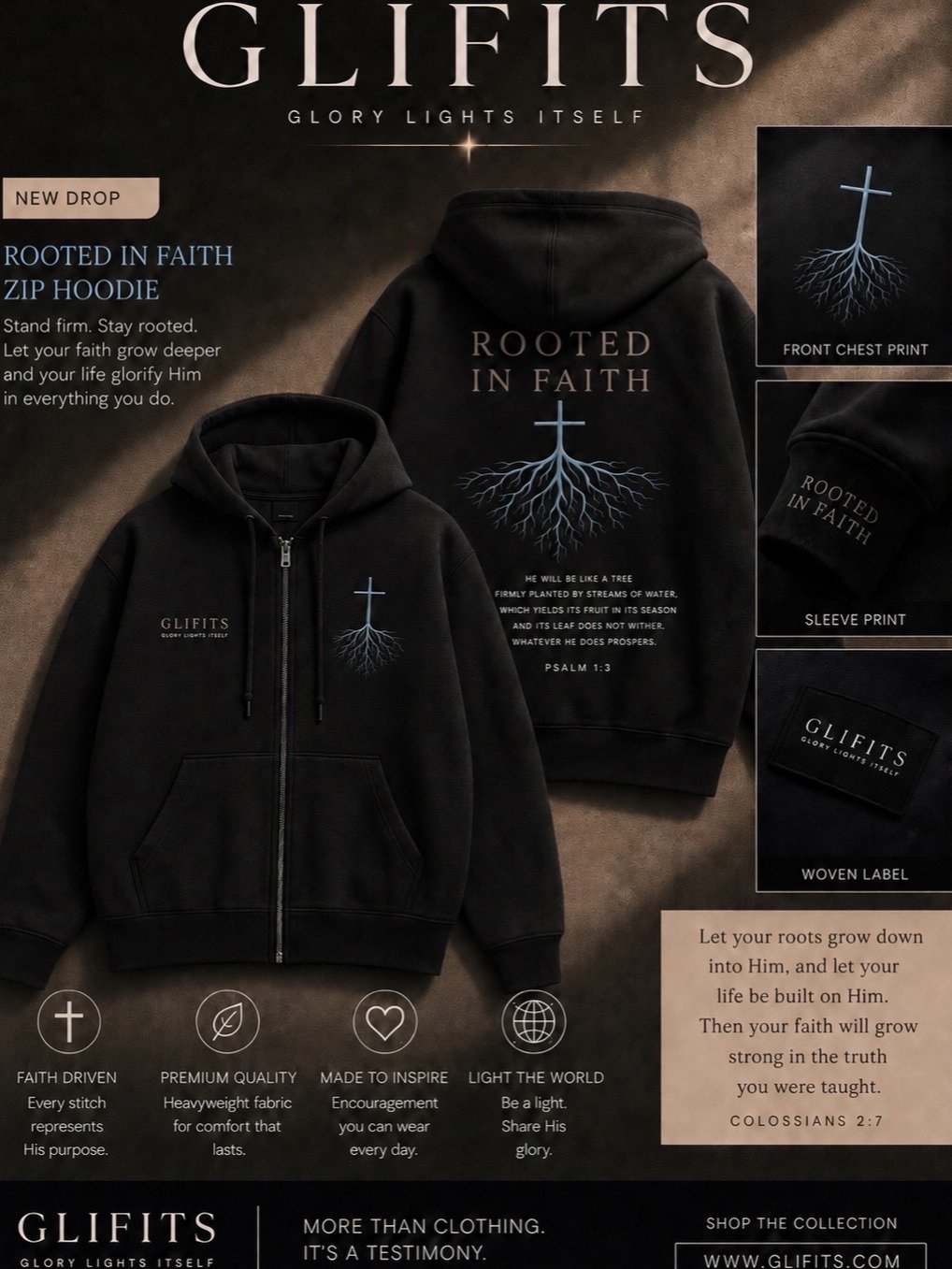 V5 ROOTED IN FAITH ZIP HOODIE product image (1)