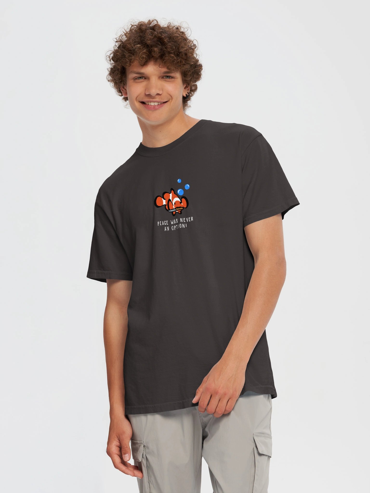 Peace Was Never an Option Clownfish Embroidered Premium Shirt | Saltwater Reef Aquarium Fish & Marine Life Apparel product image (5)