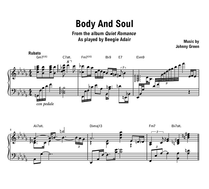 Beegie Adair - Body And Soul - Sheet music (PDF) product image (1)