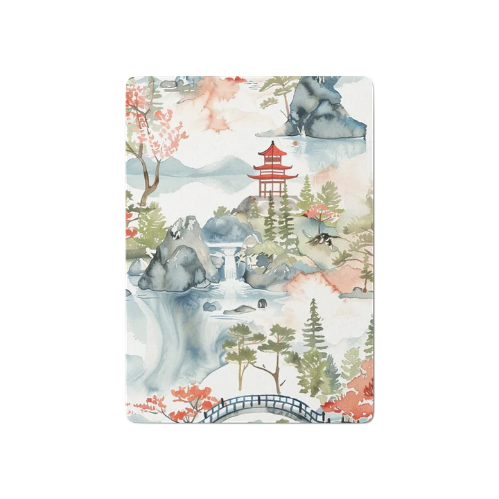Japanese Pagoda Watercolor Playing Cards - Traditional Landscape Art Deck product image (2)