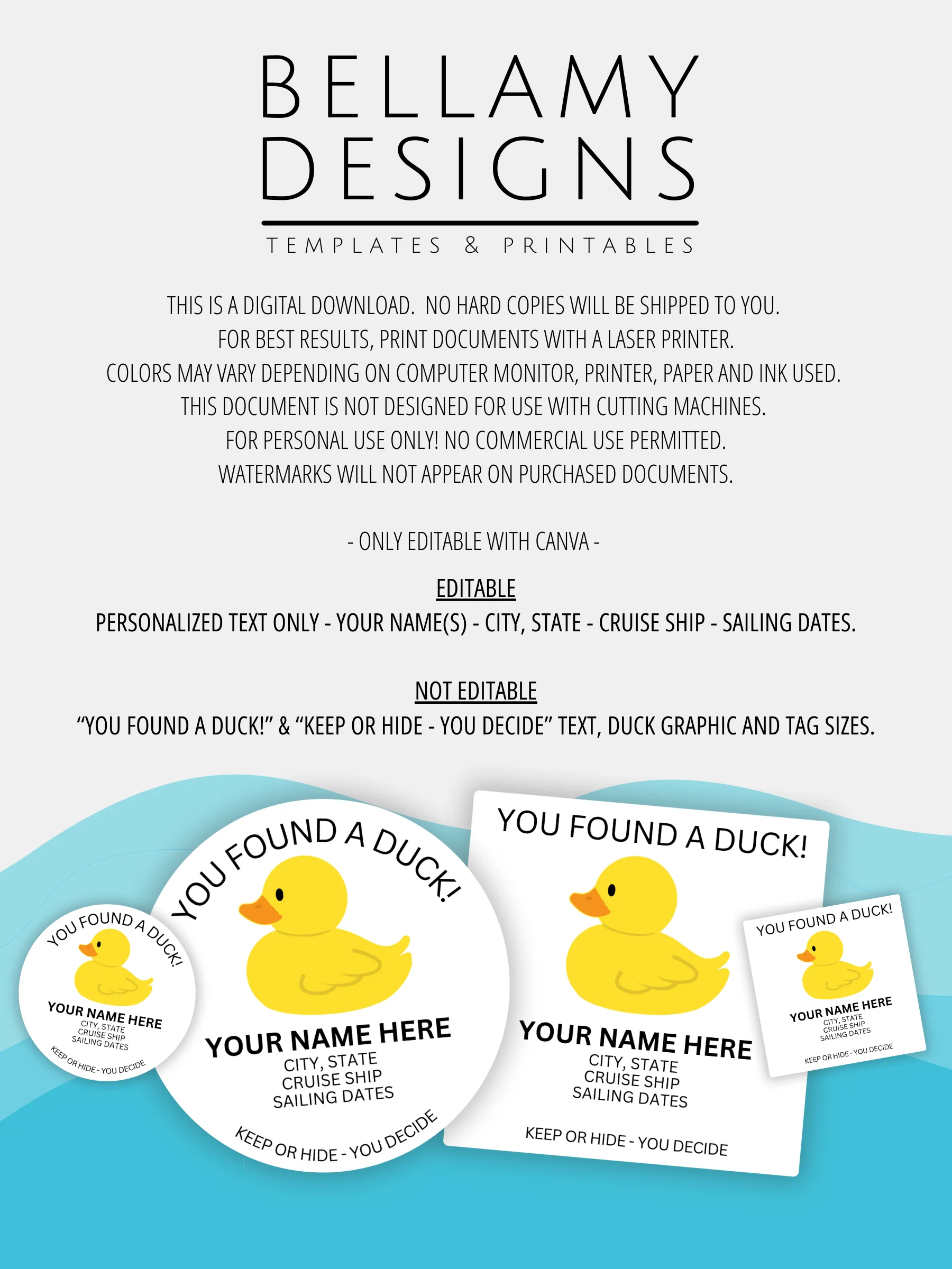 Editable Cruise Duck Tags - Circles & Squares product image (9)