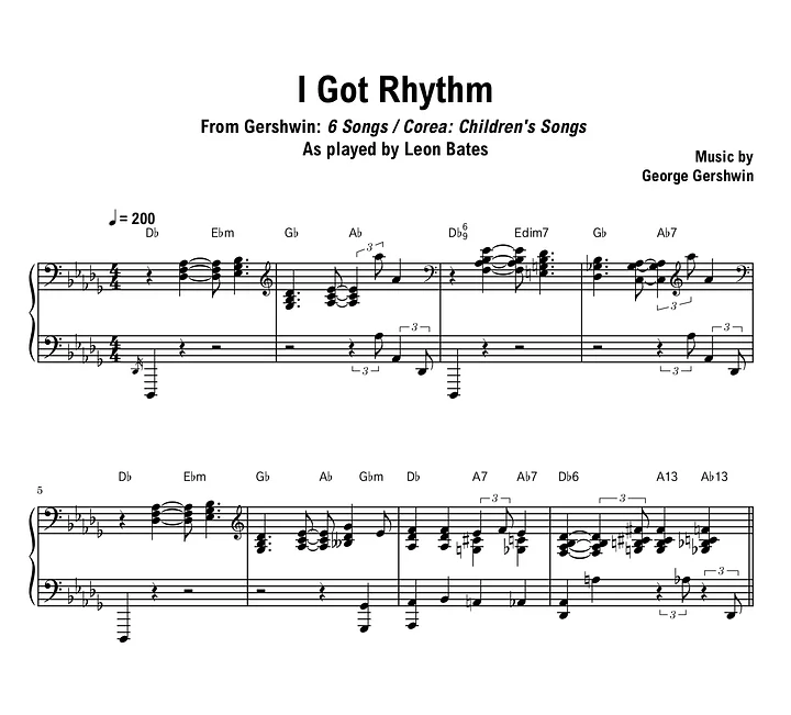 Leon Bates - I Got Rhythm - Sheet music (PDF) product image (1)