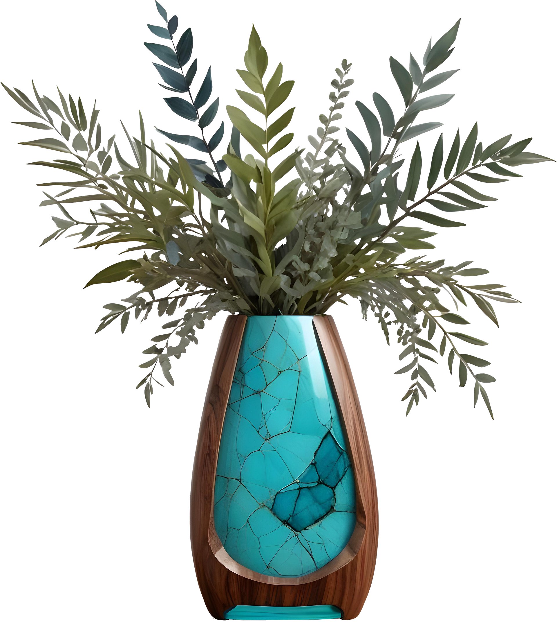 Song of Waves – Cracked Turquoise Vase PNG product image (1)