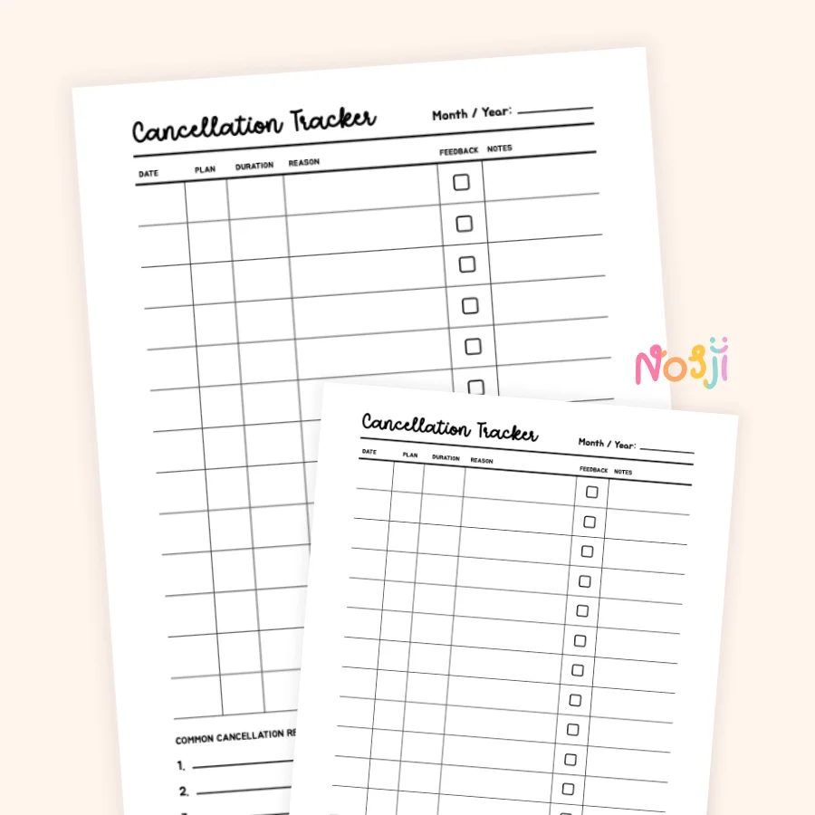 Cancellation Tracker Printable Membership Cancellation Log product image (1)