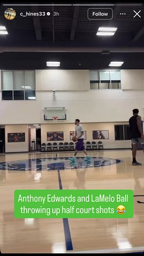 Ant and LaMelo are already yucking up hero shots together 😭😭😭

🎥: @c_hines33 

#minnesotatimberwolves #anthonyedwards #lamelo...
