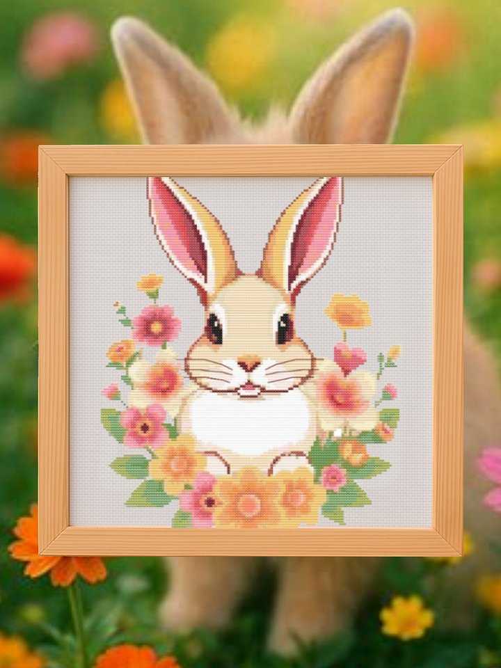 Floral Bunny Cross Stitch Pattern product image (1)