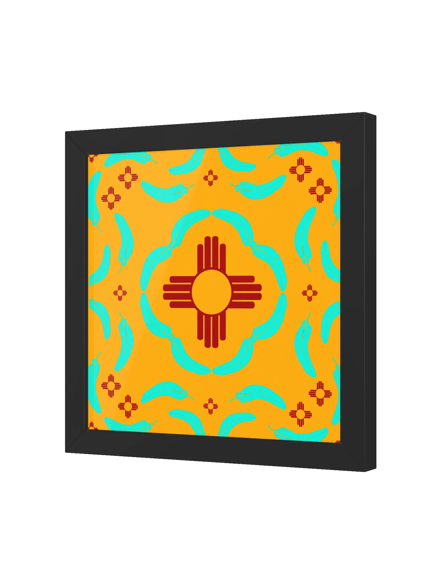 New Mexico Turquoise Feather Zia Sun Pattern Posters product image (4)