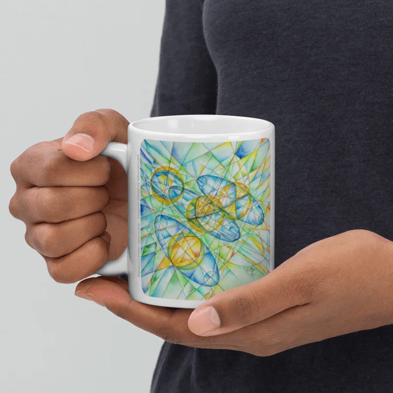 Poinsot's Paper Spaceship 2+3 - Gyroscope Physics Geometric Drawings Mug product image (5)