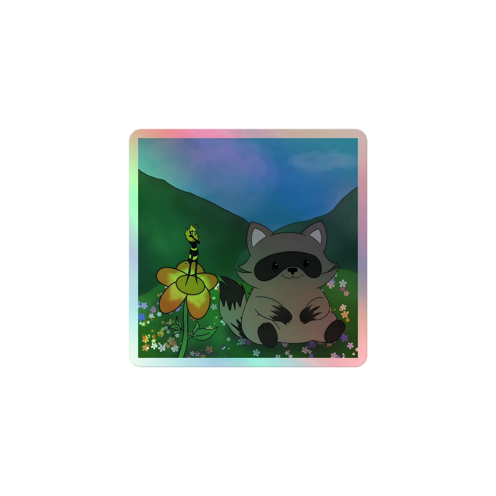 plouj33 x RespawnRaccoon Holographic Sticker product image (1)