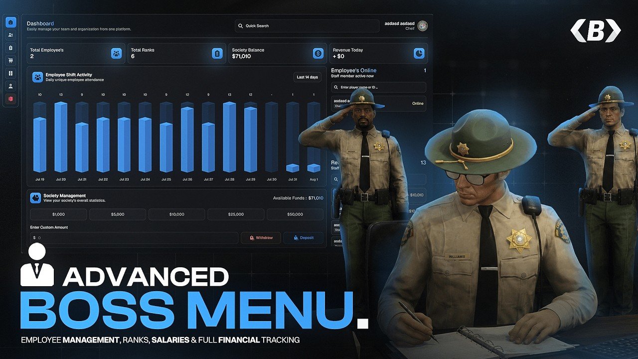 Boss Menu | FiveM Advanced Boss Management System with Custom Salaries & Permissions [ QBCore / ESX / QBOX ] product image (1)