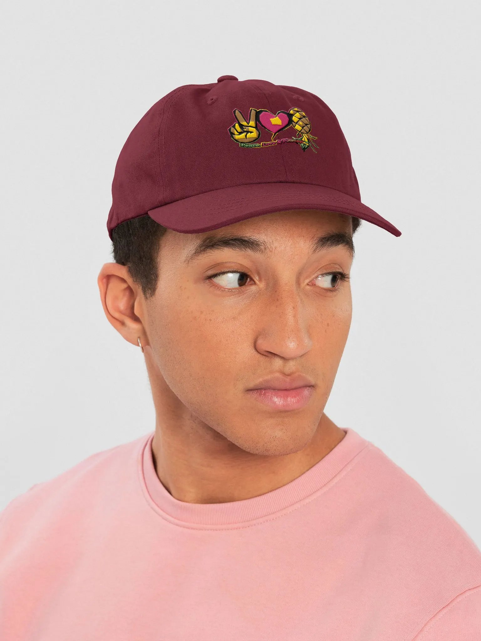 Peace Love & Pineapples embroidered low profile cap product image (41)