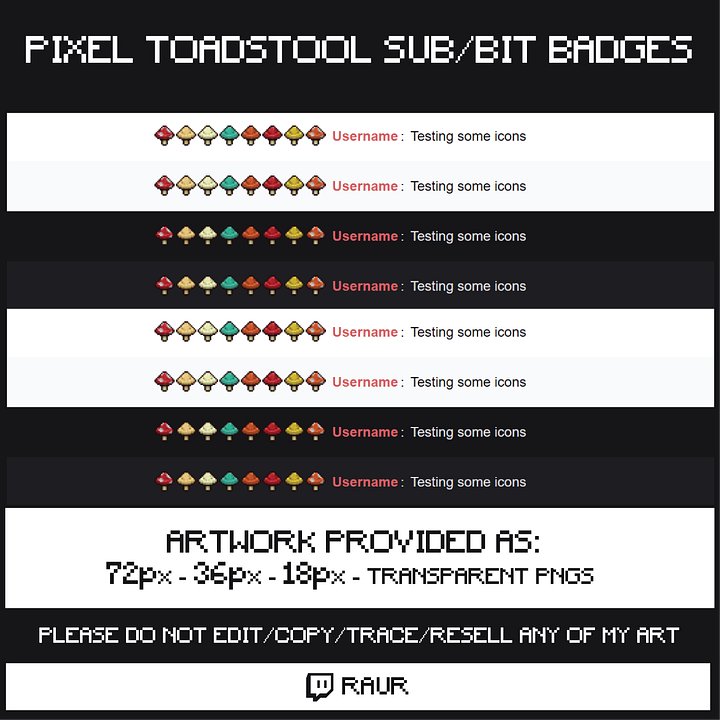 Twitch Pixel Toadstools - Sub/Bit Badges product image (2)