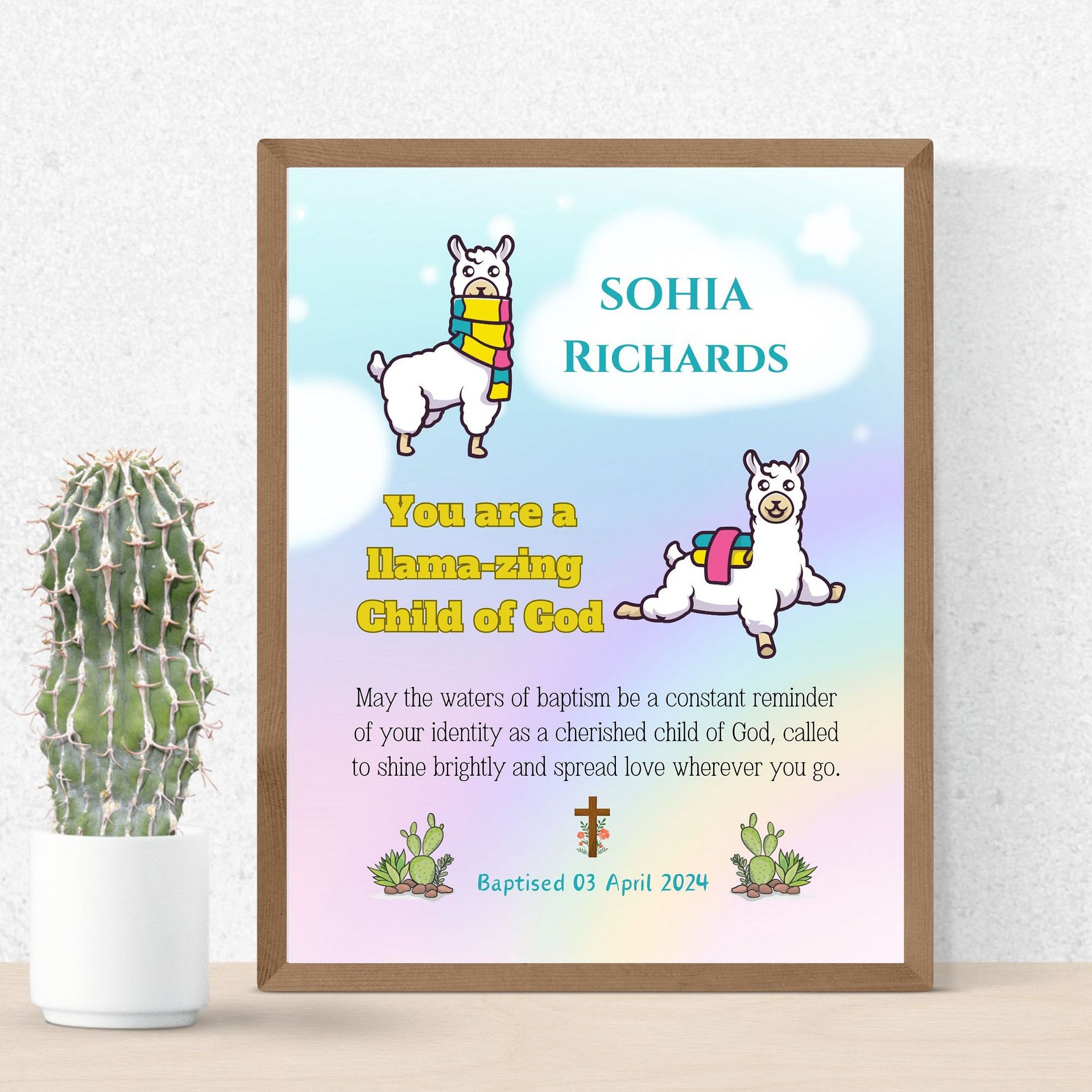 Llama Baptism Canva Template product image (2)