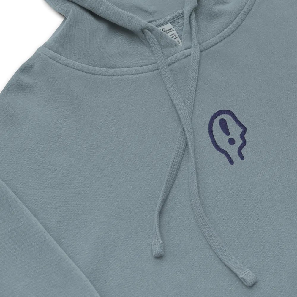 EXCLAIMING MENTALLY (C. navy) embroidered pigment hoodie product image (1)