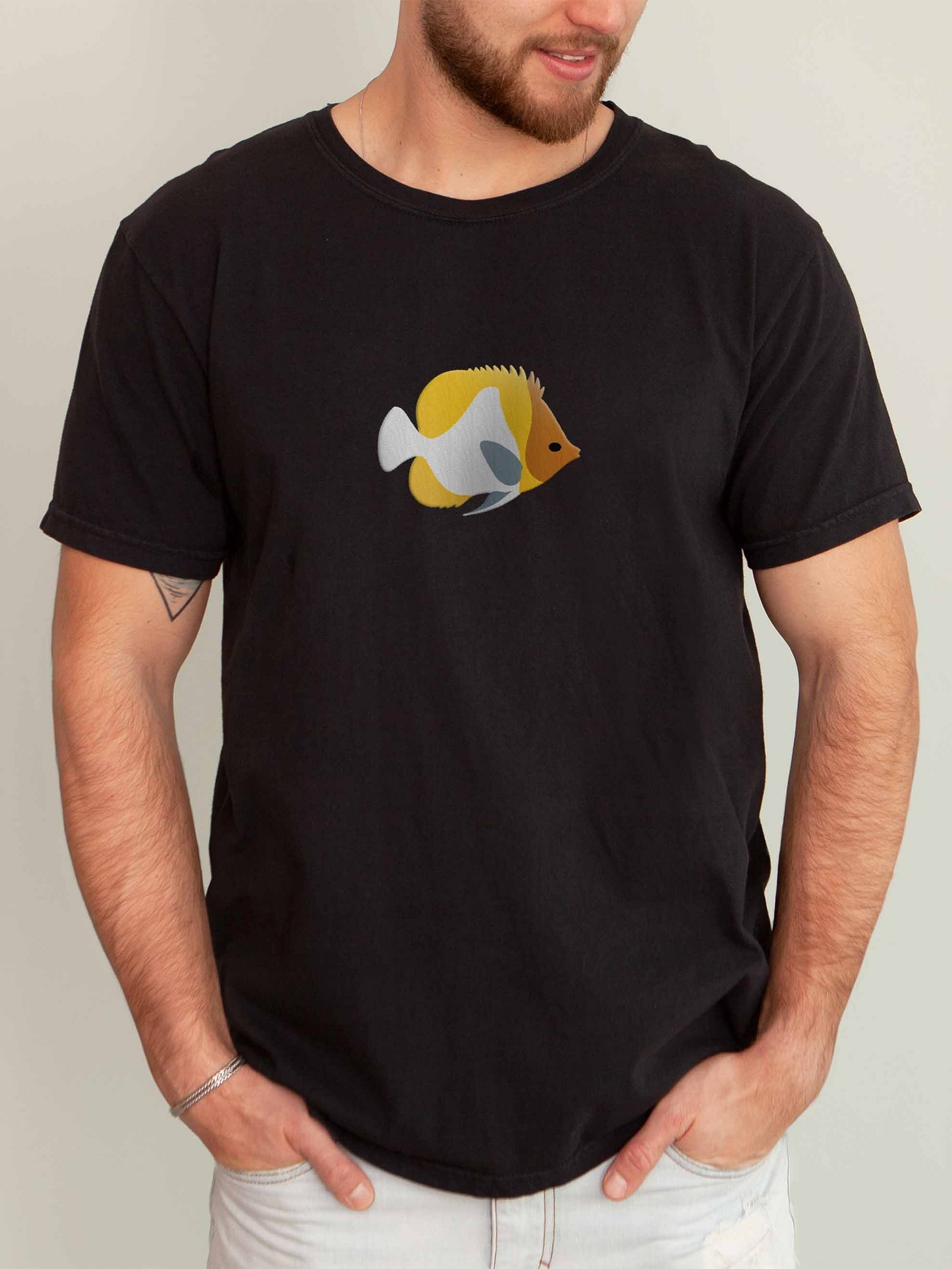 Pyramid Butterflyfish Embroidered Shirt | Reef Aquarium Fish Embroidery Tee | Saltwater Marine Fish Apparel product image (2)