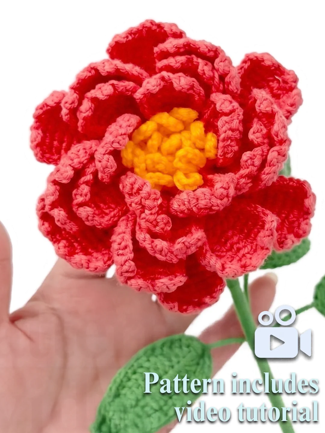 Crochet Peony Pattern PDF + Video Tutorial | DIY Flower product image (1)