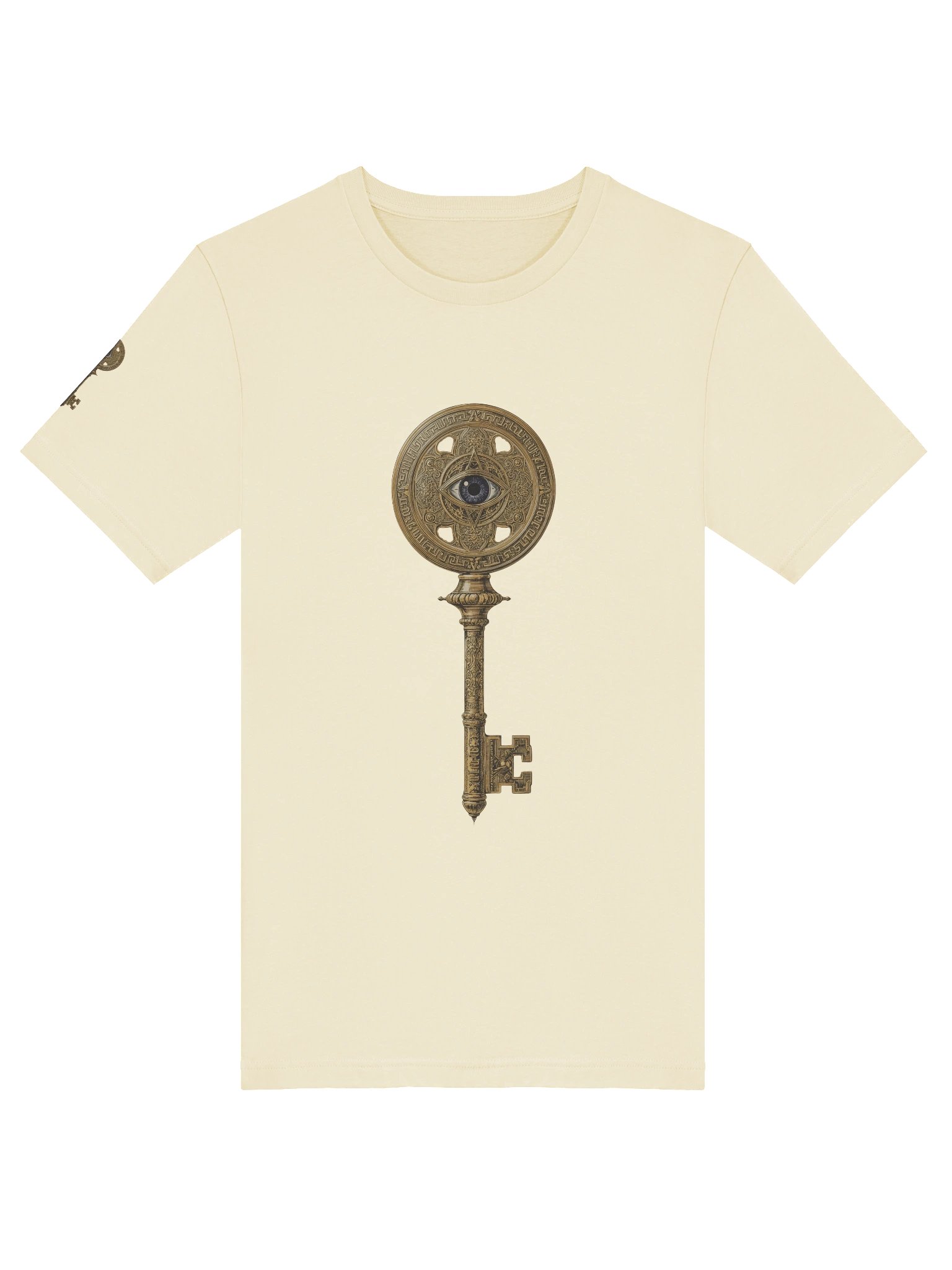 The Gatekeeper’s Key Classic T-Shirt – Front & Right Shoulder Print | Natural | Bella+Canvas 3001 product image (5)