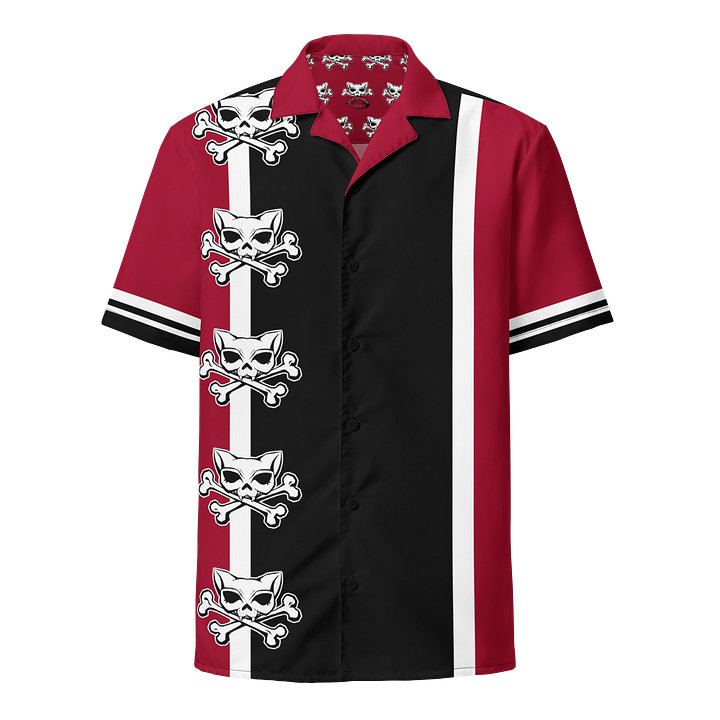 Red Kat Skull Bowling Shirt product image (1)