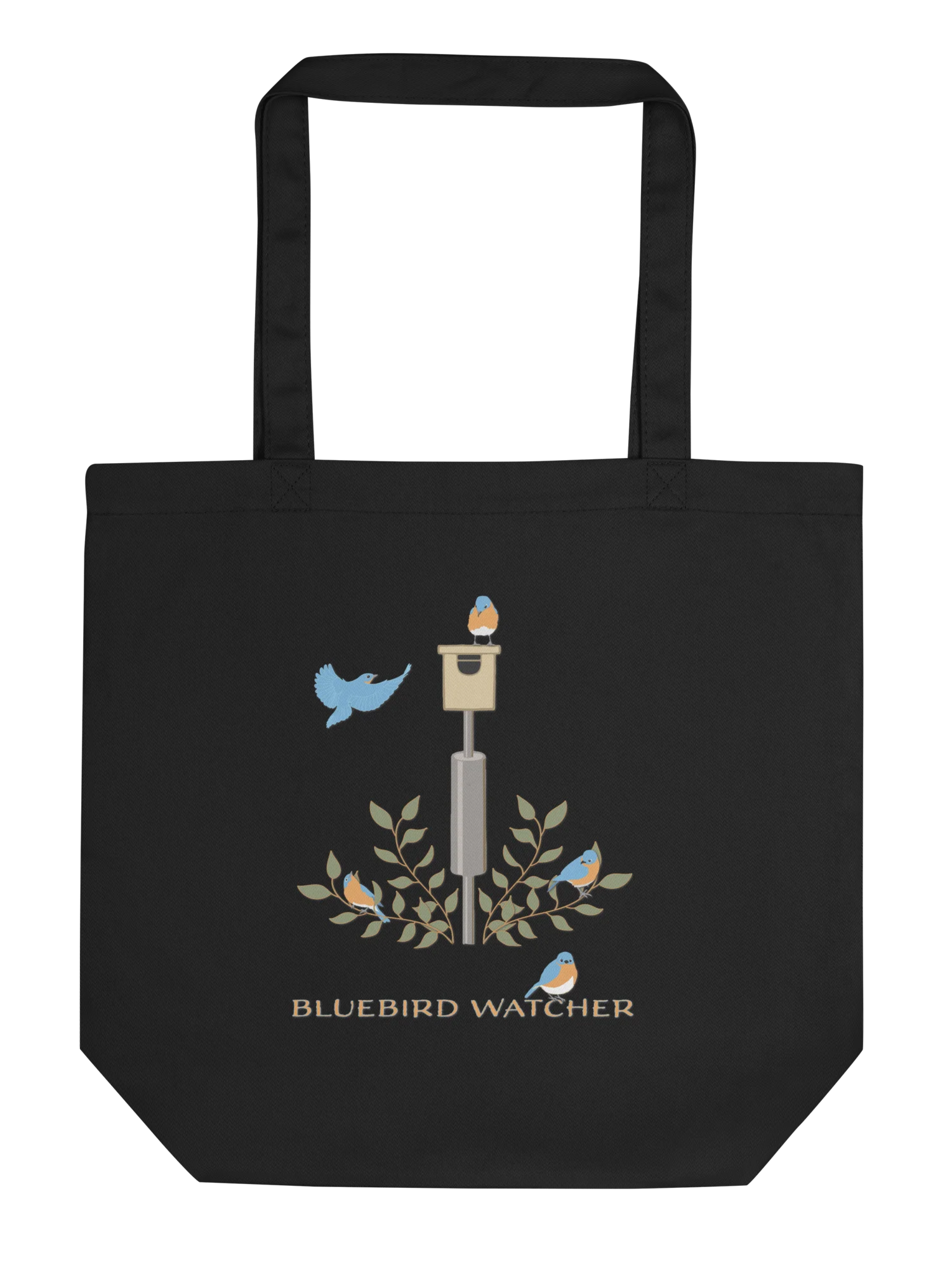"Bluebird Watcher" Organic Cotton Tote in Black product image (4)