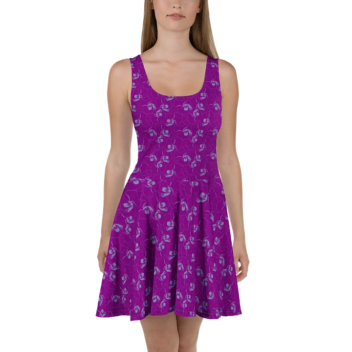 Vintage Sleeveless Skater Dress in Purple Floral Graphic product image (2)