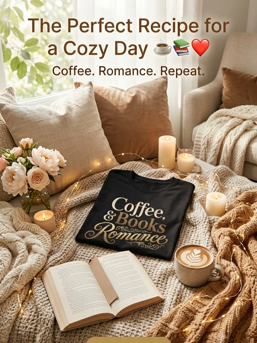 Coffee, Books, & Romance Luxury Vintage Comfort Tee product image (6)