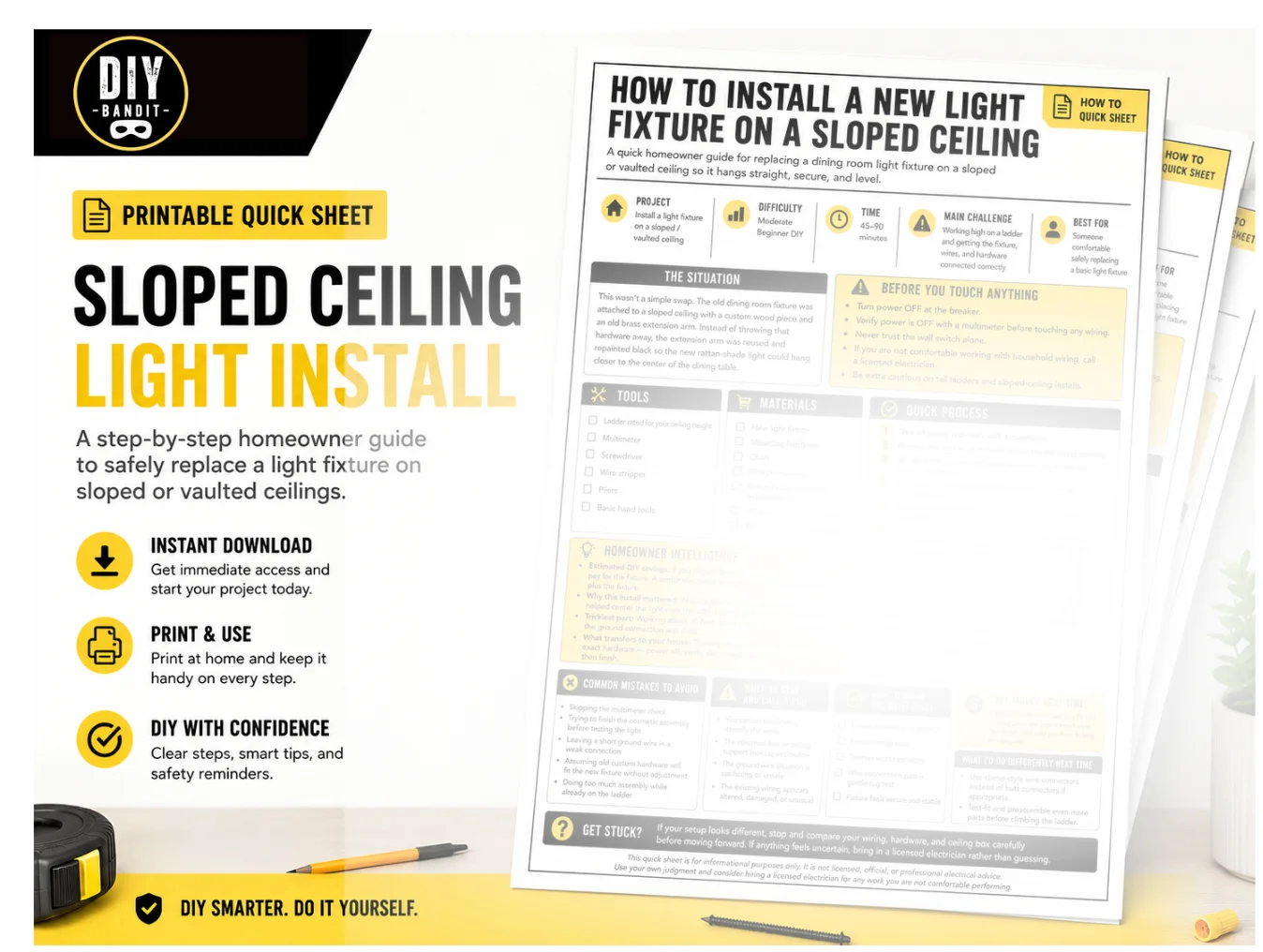 Quick Project Sheet: Sloped-Ceiling Light Fixture Upgrade product image (1)