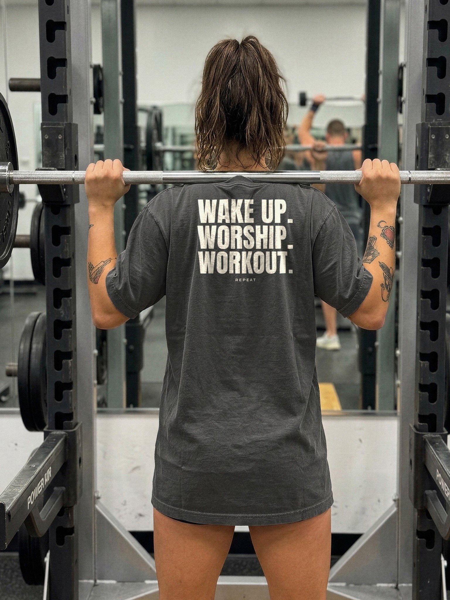 Wake Up, Worship, Workout Oversized Gym Tee | Pump Cover product image (2)