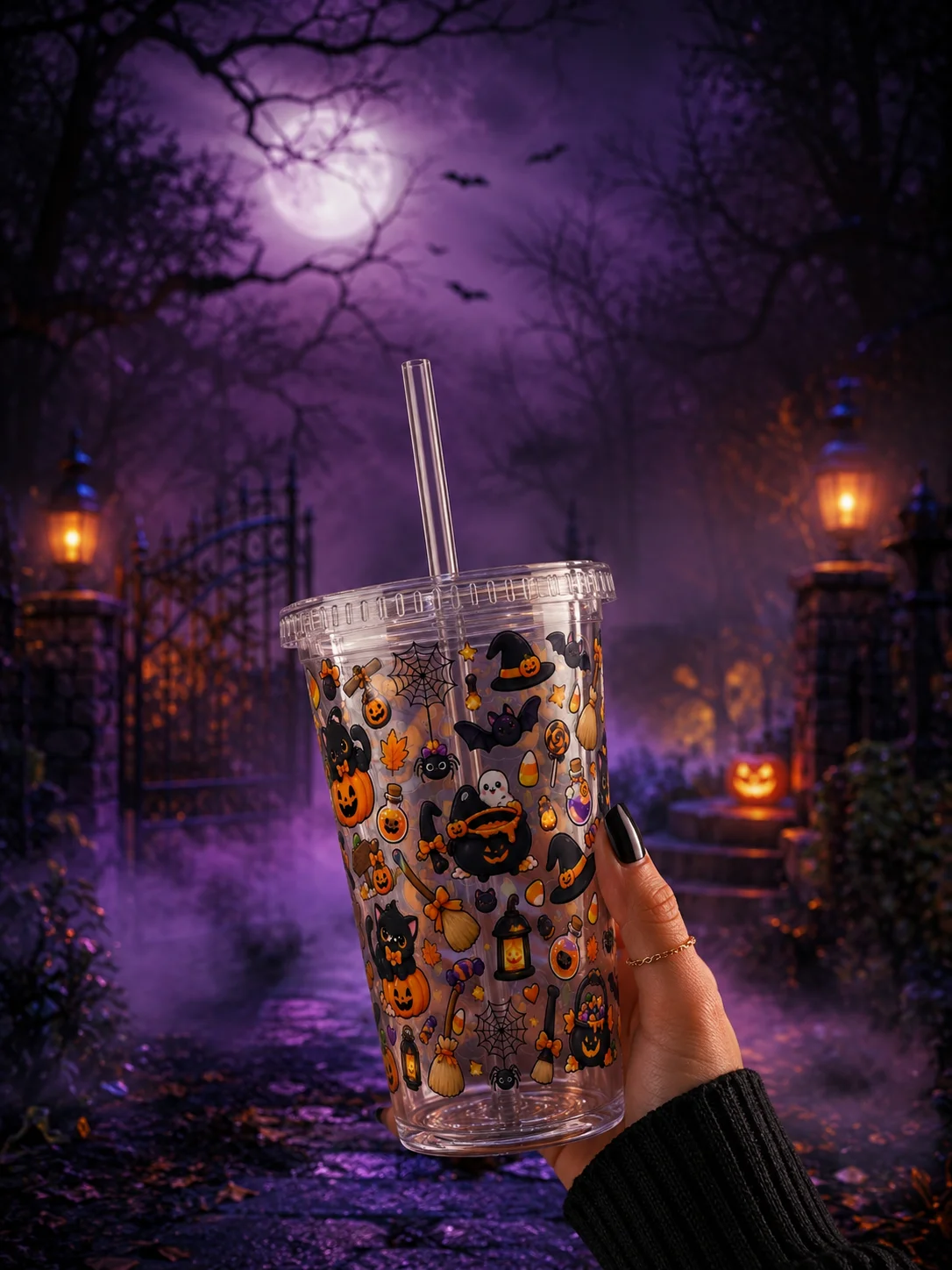 Spooky Halloween Clear Dual Wall Tumbler 16 Oz (473 ml) product image (1)