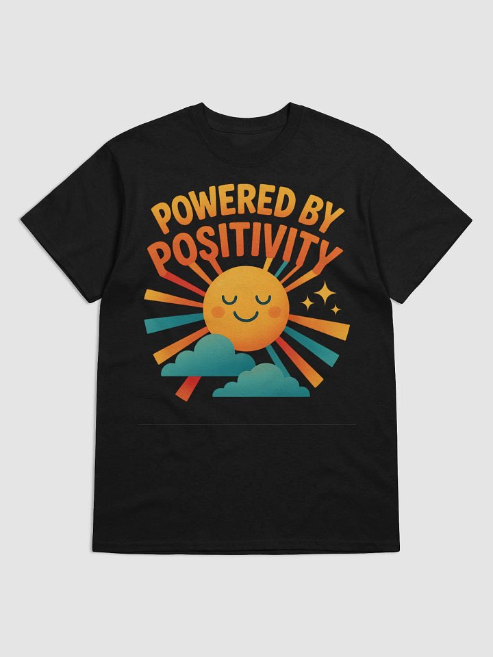 Powered by Positivity – Retro Smiling Sun Graphic T-Shirt product image (8)