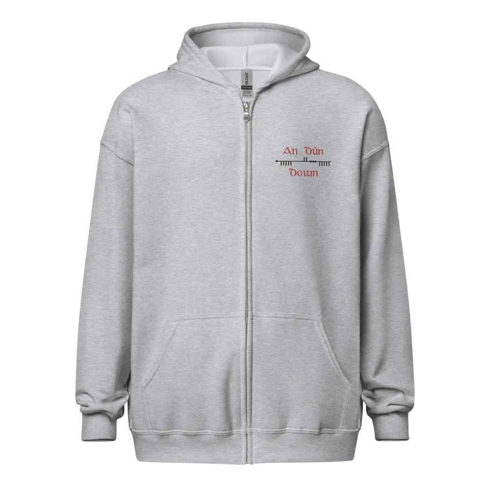 Down/An Dún Scholastic style Ogham embroidered Zip Hoodie product image (1)