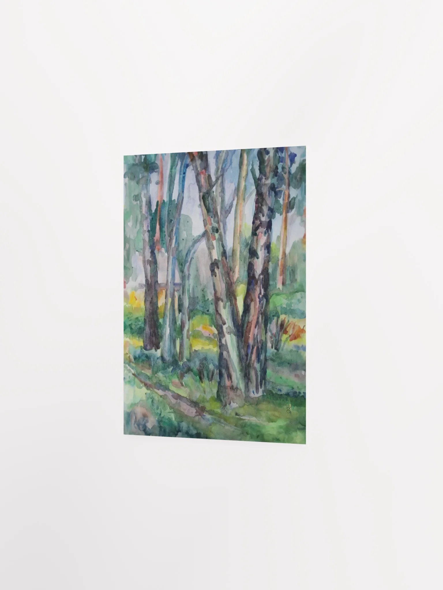 Whispering Woods Watercolor Poster - Birch Forest product image (4)