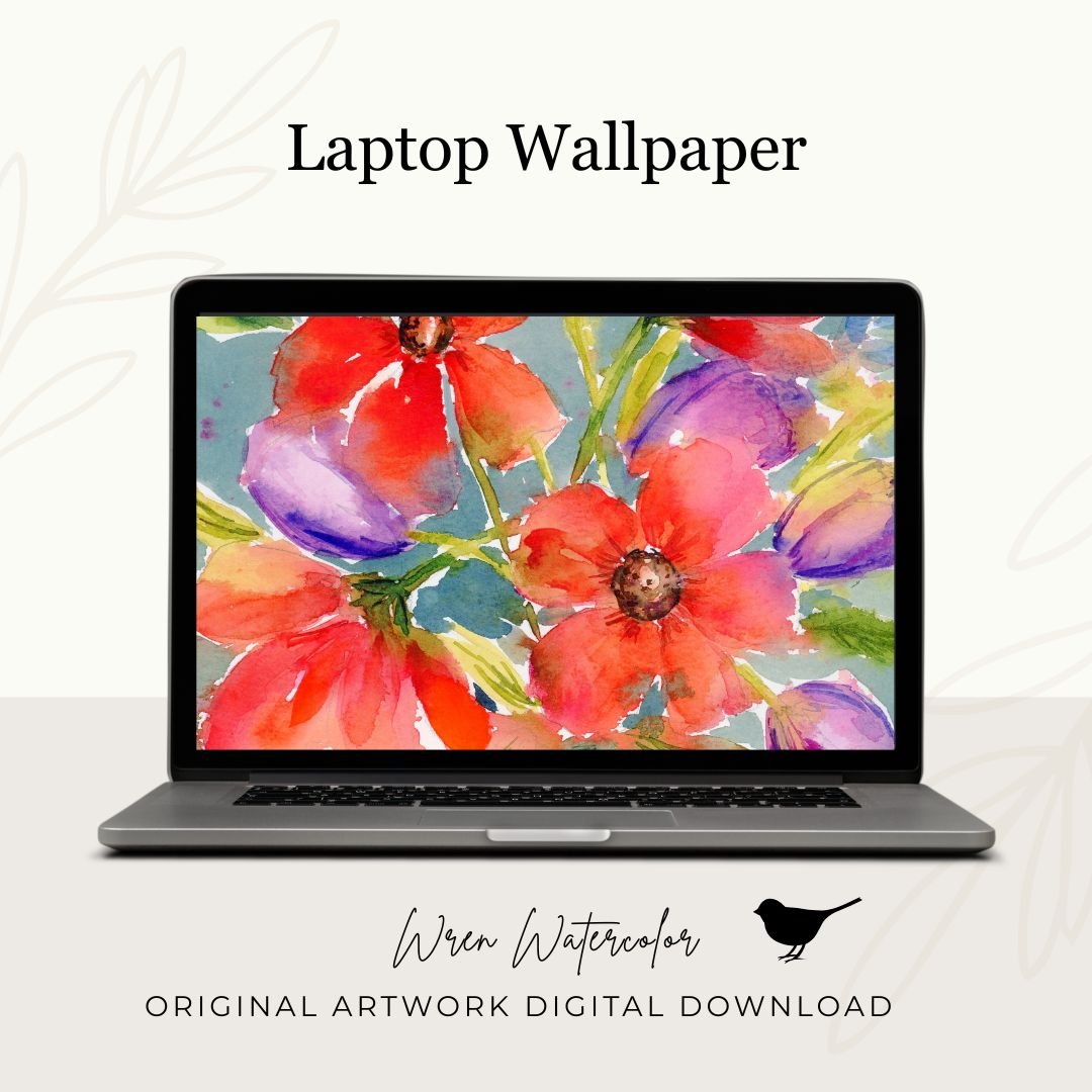 Red Blooms Watercolor Digital Wallpaper Bundle product image (4)