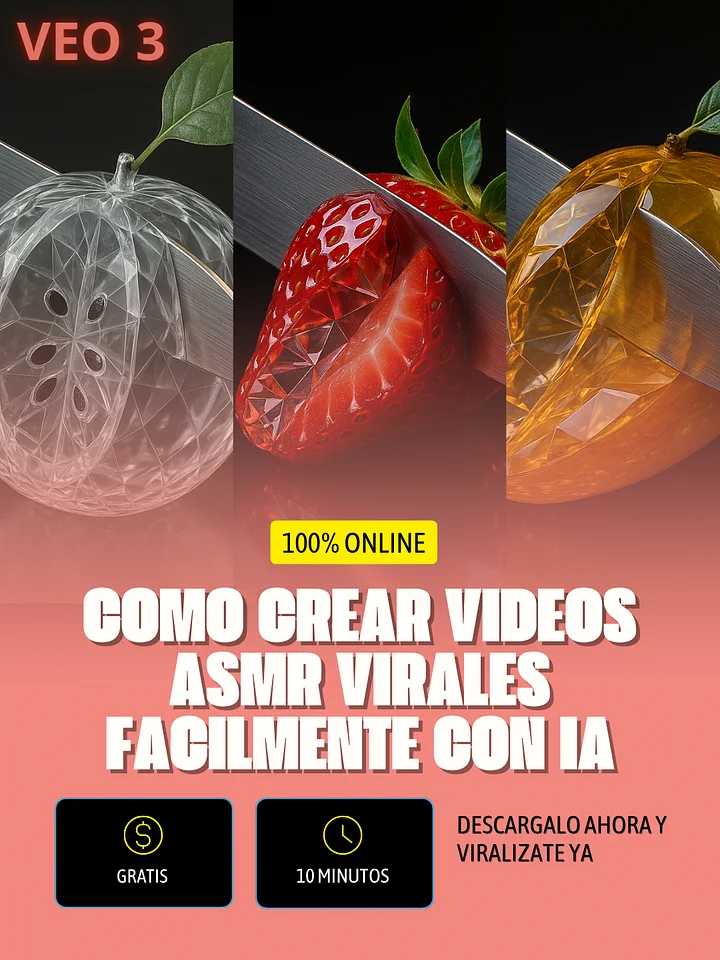 🍉 Cómo Crear Videos Virales de Frutas de Cristal GRATIS con IA, Estilo ASMR y Monetización para TikTok o YouTube product image (1)