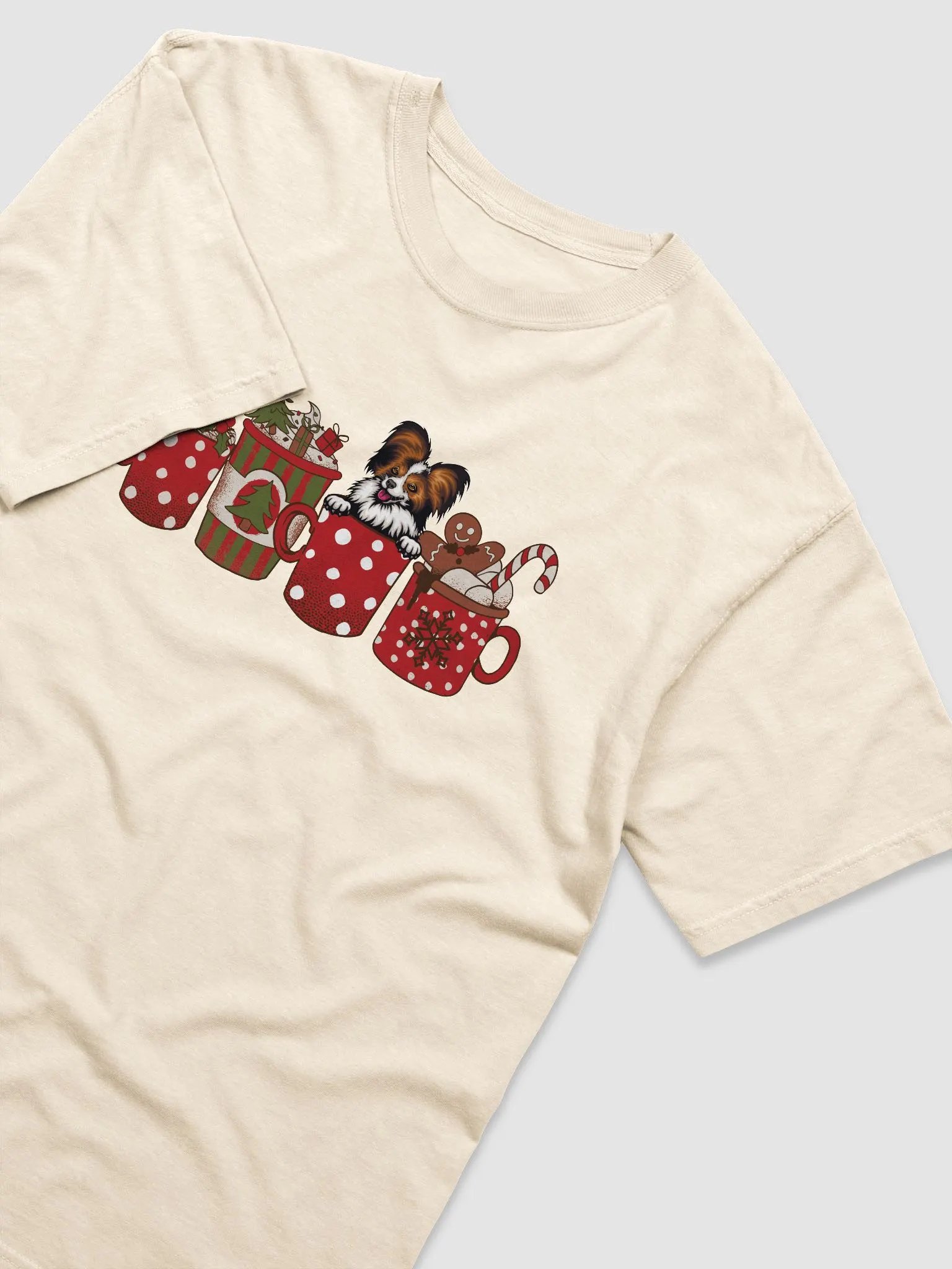 Cute Papillon in a Christmas Cup T-Shirt | Funny Christmas Pup in a Cup product image (16)