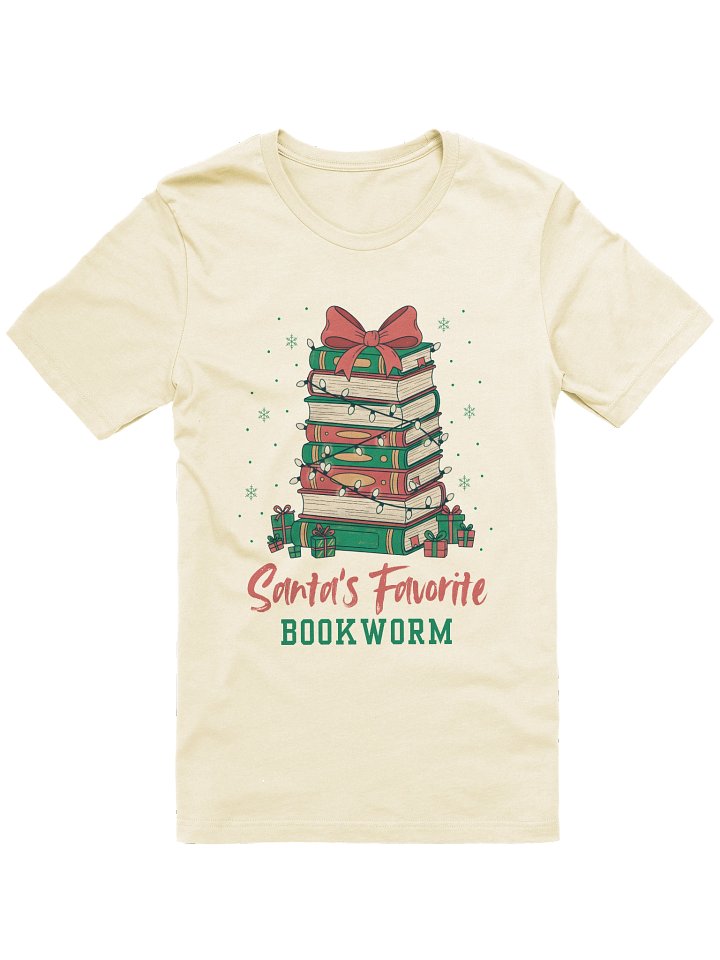 Santa's Favorite Bookworm T-Shirt, Christmas reading shirt product image (1)