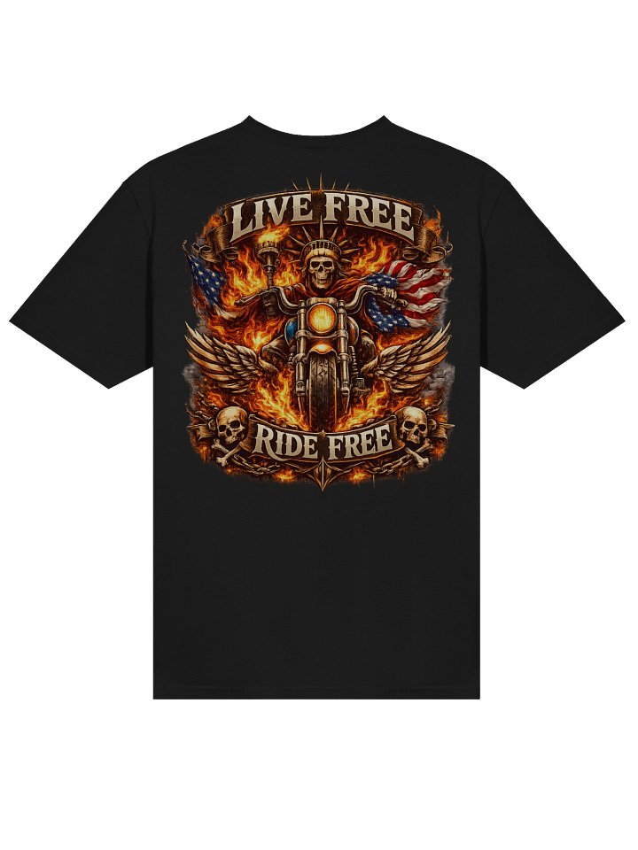 Live Free-Ride Free Back Printed Patriotic Biker T-Shirt product image (2)
