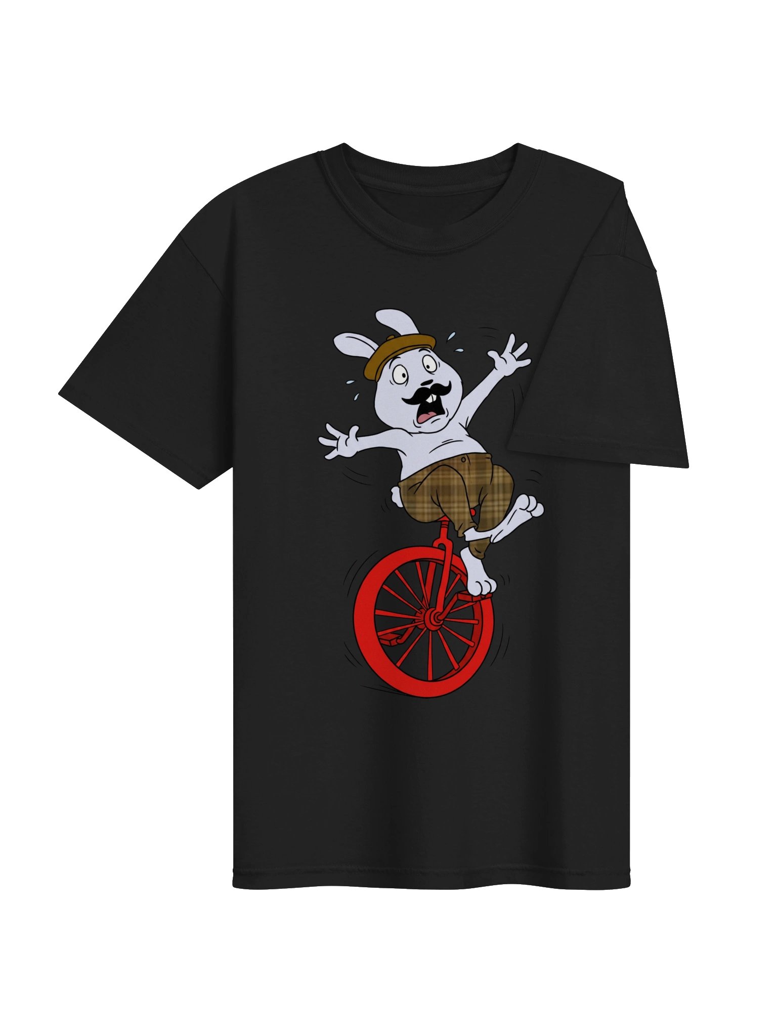 Wobbly Unicycle Bunny T-Shirt – Funny Panic Mode Unisex Tee product image (52)