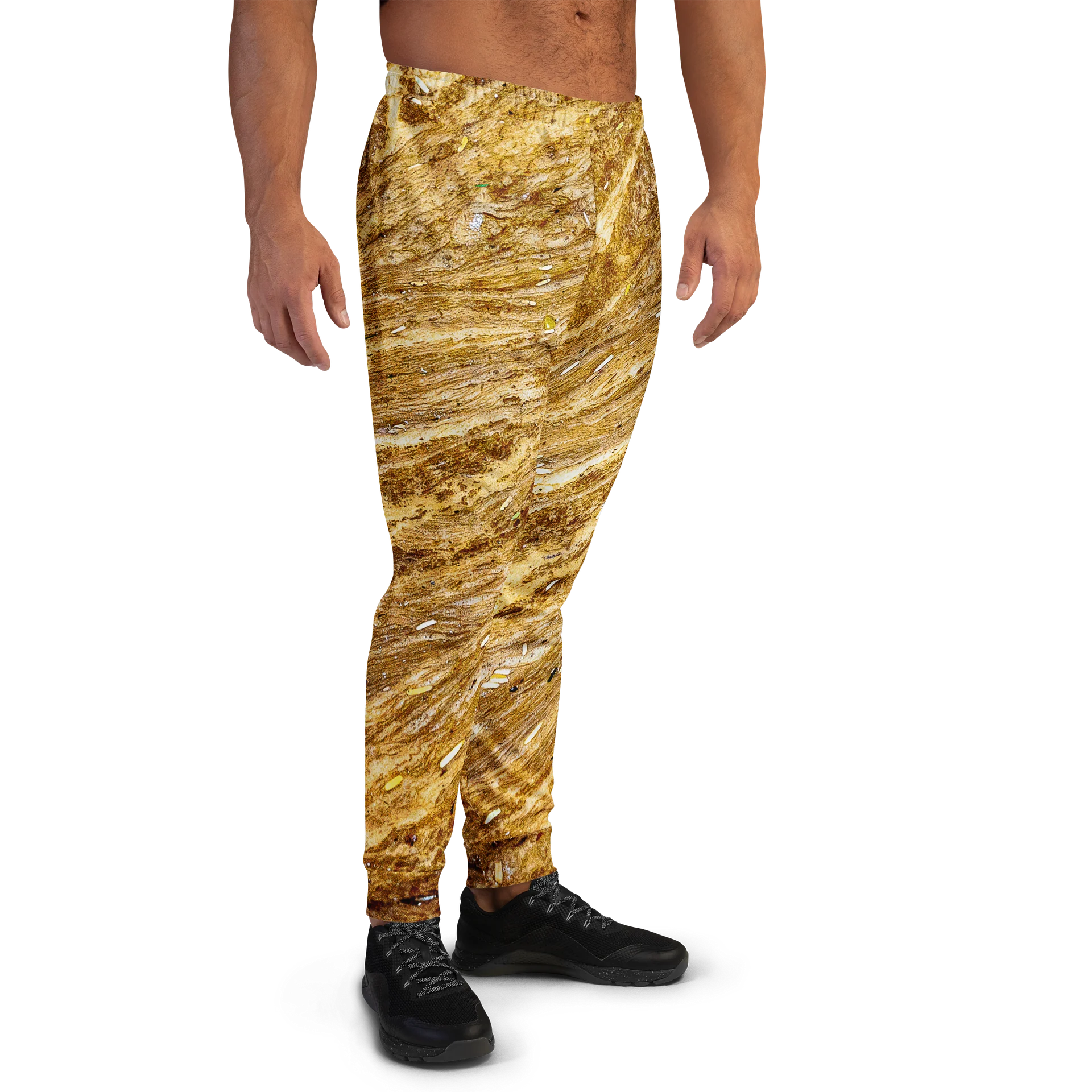 Golden Strata Men's All-Over Print Recycled Layered Amber Joggers product image (4)