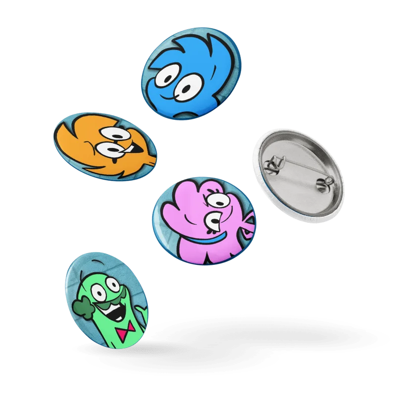 Cartoon Safety Pin Buttons Set 1 product image (7)