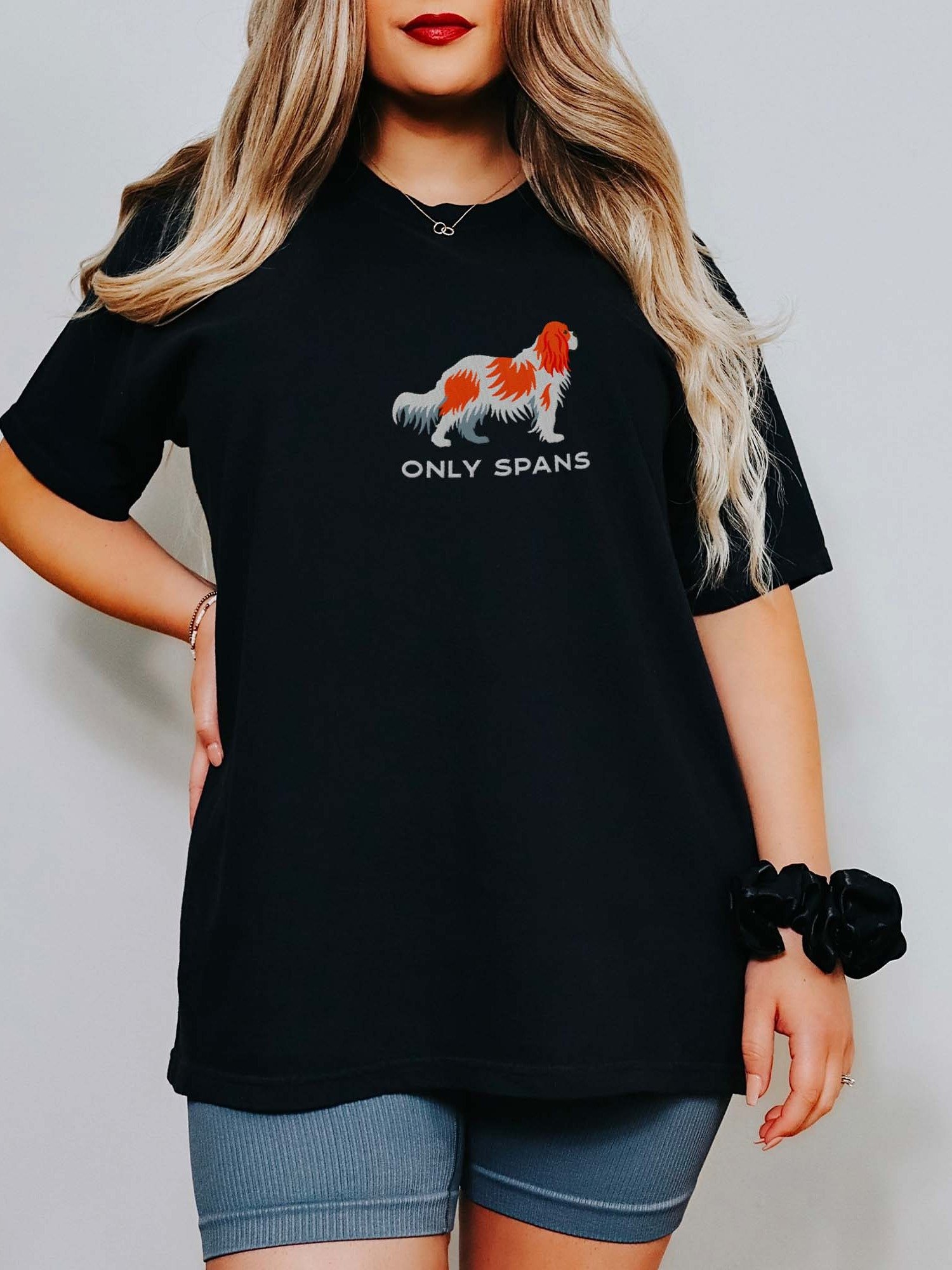 Only Spans T-Shirt(Embroidered) of a Cavalier King Charles Spaniel(Blenheim) product image (1)