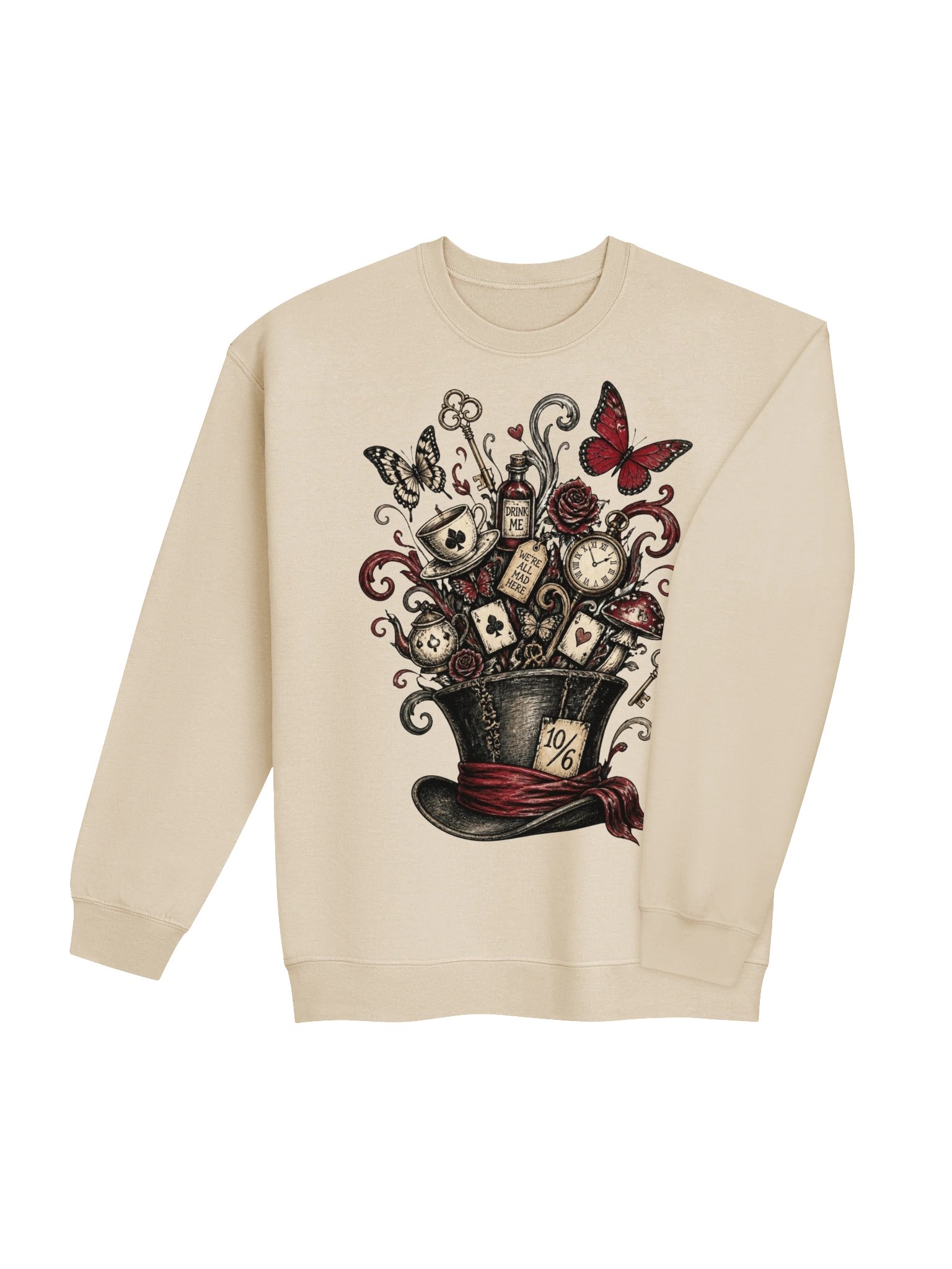 Mad Hatter Sweatshirt, Dark Wonderland "We’re All Mad Here" Surreal Graphic product image (5)