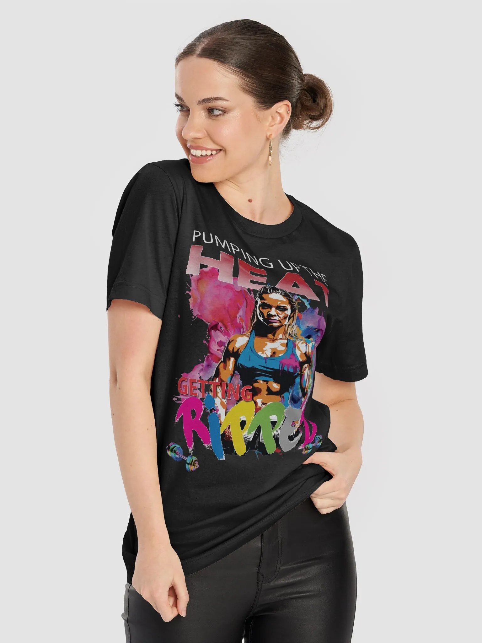 Pumping Up The Heat Getting Ripped Female Woman Bodybuilder Fitness Gym T-Shirt product image (4)