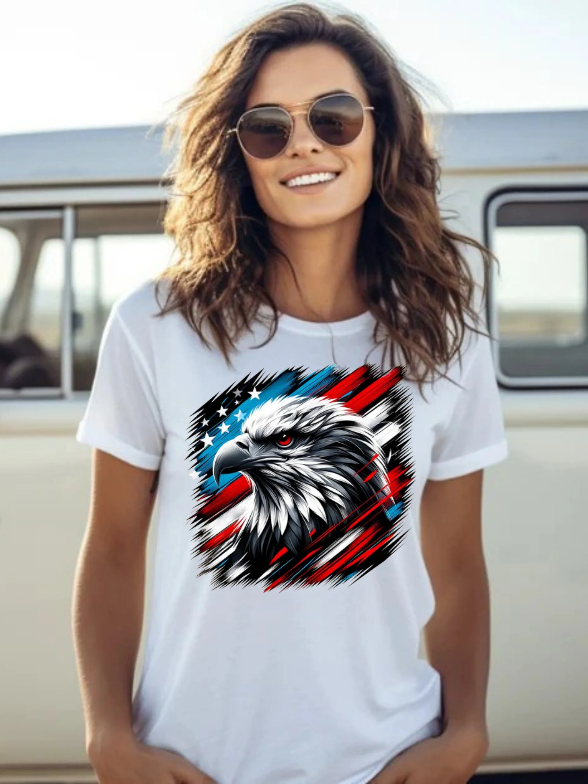 American Eagle 250 Years Independence Tee | USA Semiquincentennial 2026 | Patriotic Flag Brush Stroke | T-Shirt product image (33)