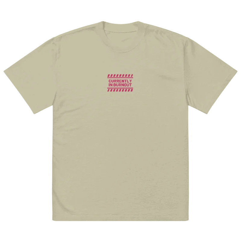 CURRENTLY IN BURNOUT (outline, pink thread) oversized faded neutral tee product image (2)