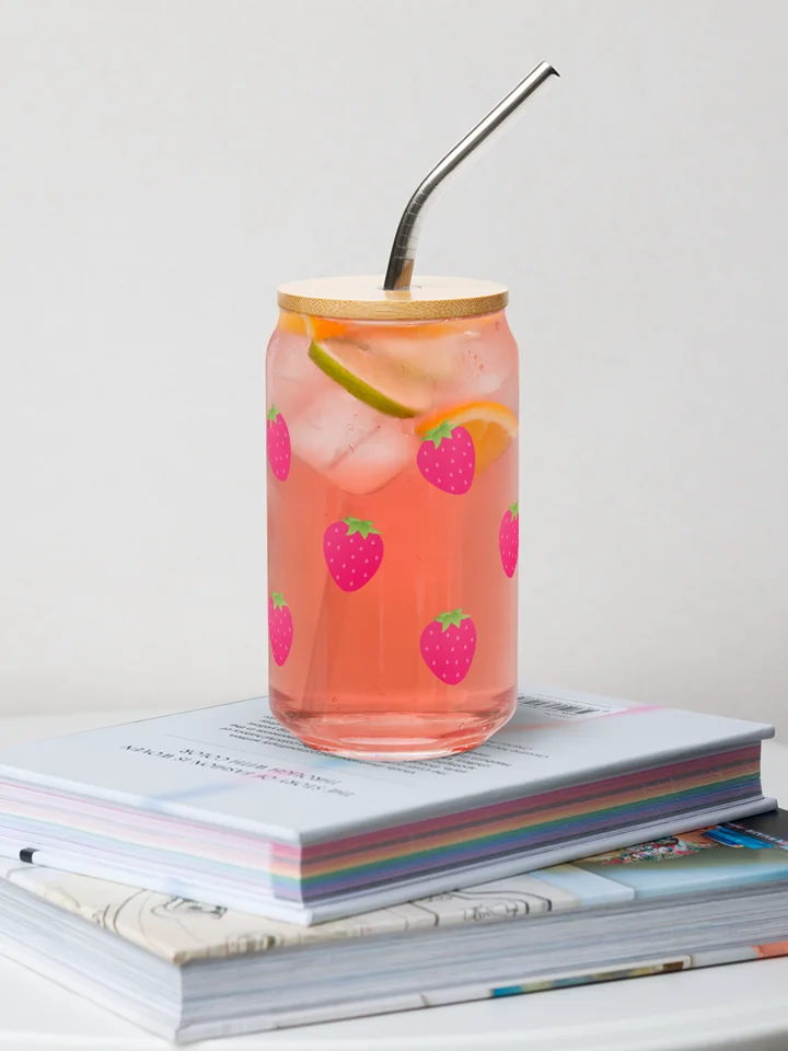 Strawberries on can shaped-glass product image (1)