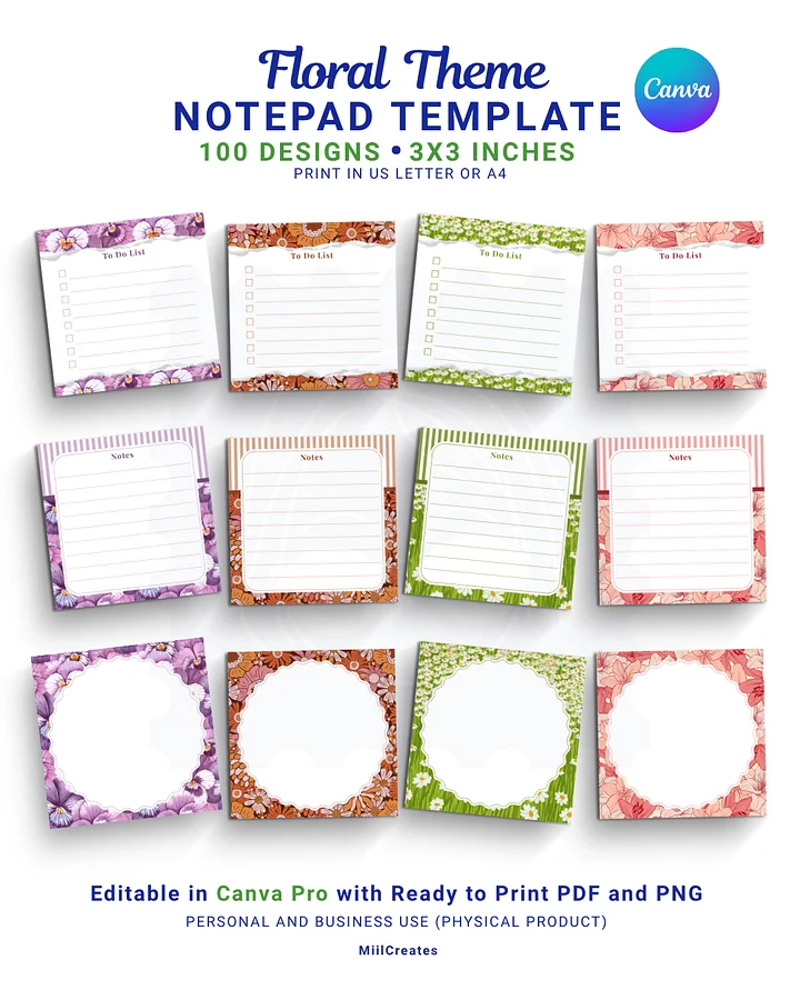Floral Notepad Template (100 Designs) product image (1)